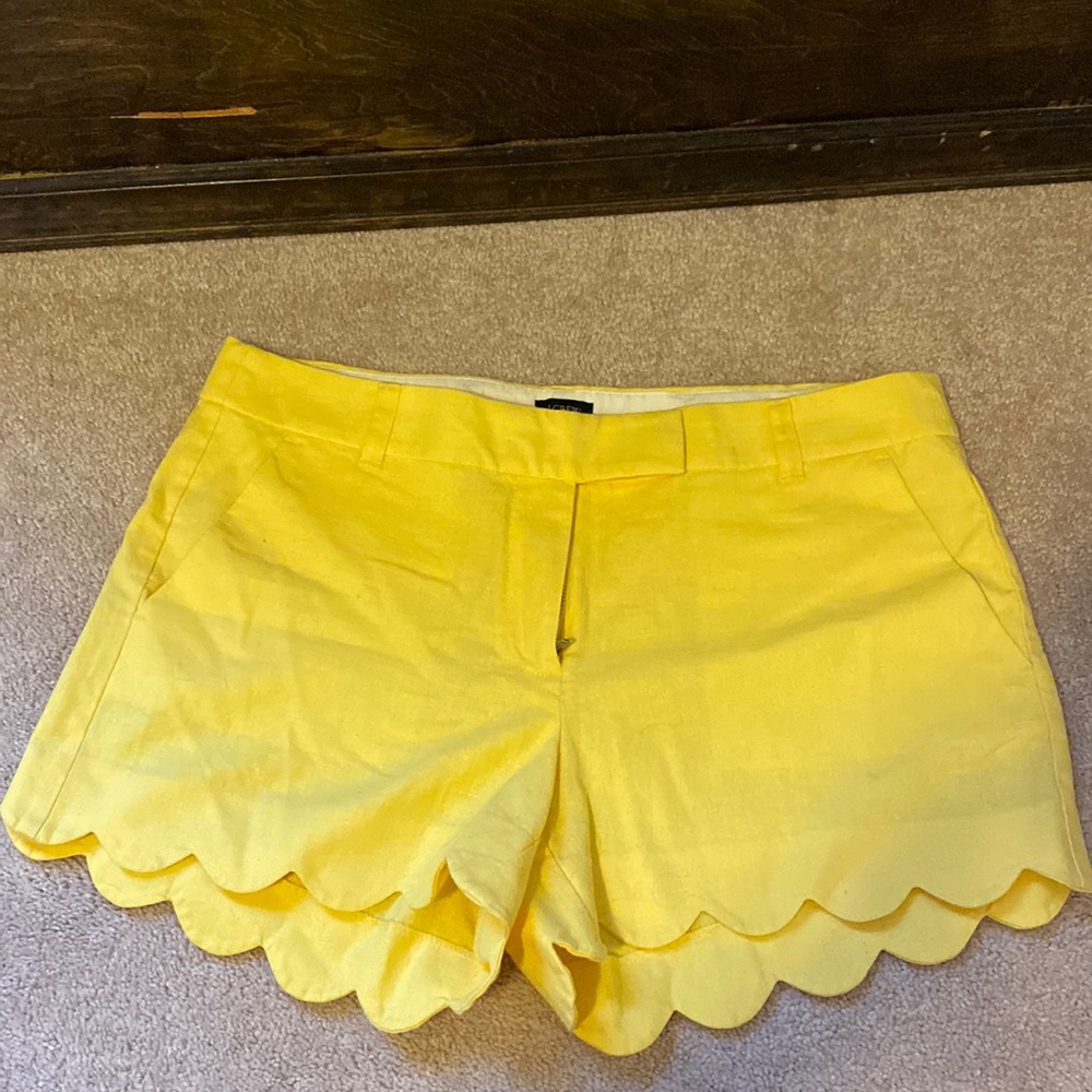 J Crew Womens scallop edge linen-cotton shorts